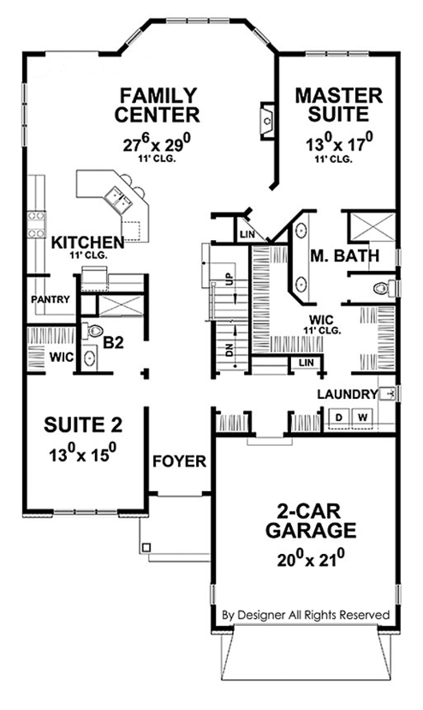 House Blueprint - Country Floor Plan - Main Floor Plan #20-2253