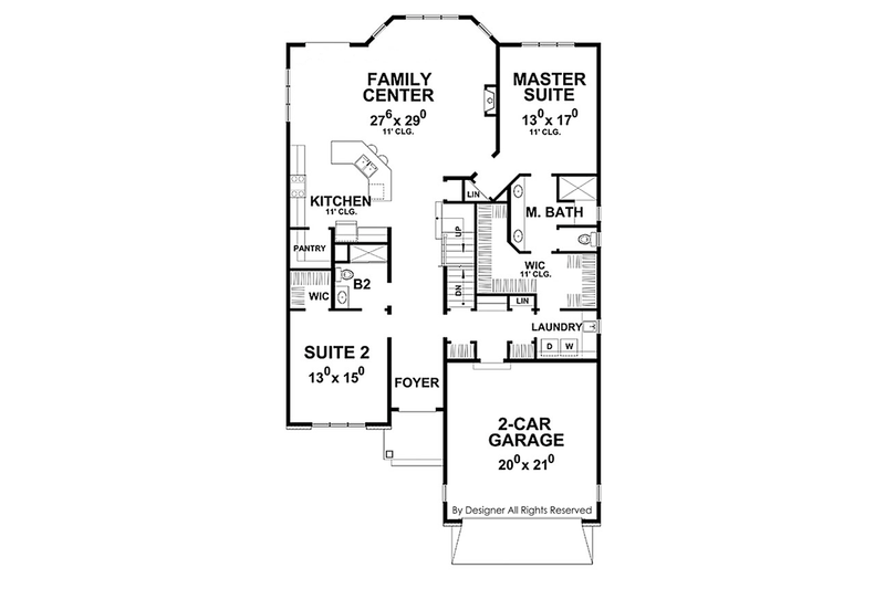 Dream House Plan - Floor Plan - Main Floor for Country House Plan #20-2253 - 3 bed, 3 bath