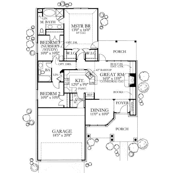 House Blueprint - Traditional Floor Plan - Main Floor Plan #80-103
