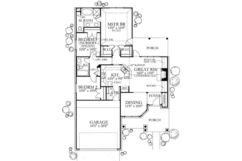 Dream House Plan - Floor Plan - Main Floor for Traditional House Plan #80-103 - 3 bed, 2 bath