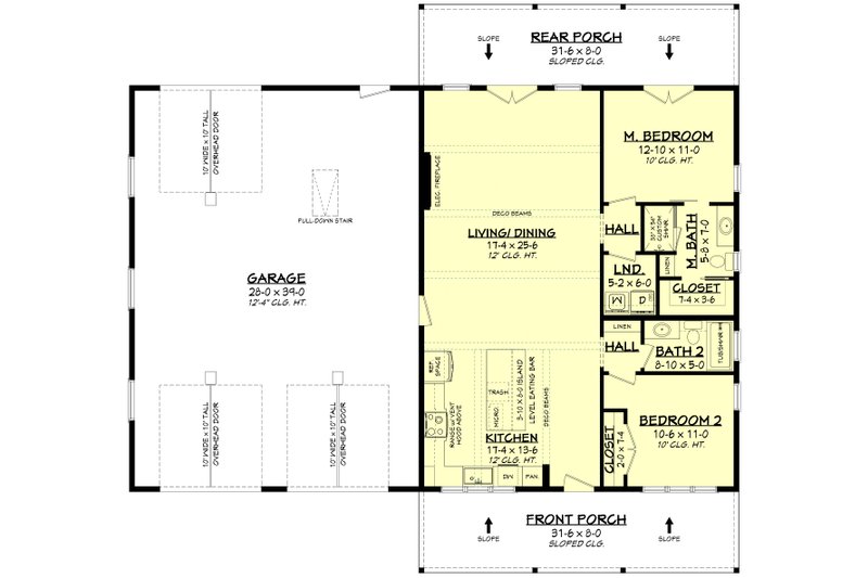 House Plan Design - Floor Plan - Main Floor for Barndominium House Plan #430-403 - 2 bed, 2 bath