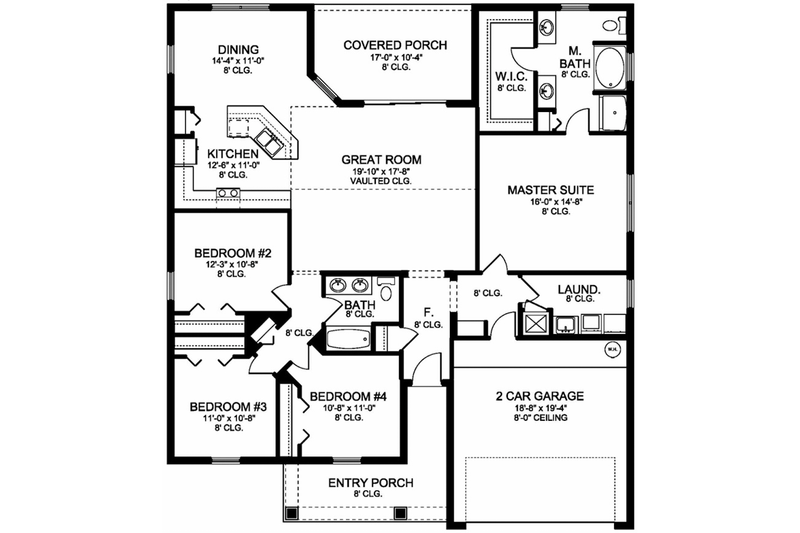 House Plan Design - Floor Plan - Main Floor for Traditional House Plan #1058-121 - 4 bed, 2 bath