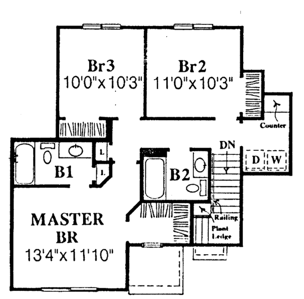 House Blueprint - Ranch Floor Plan - Upper Floor Plan #334-134