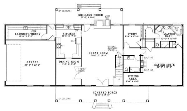 Architectural House Design - Colonial Floor Plan - Main Floor Plan #17-3182
