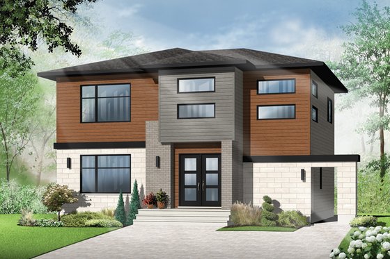 Exterior - Front Elevation 3 for Contemporary House Plan #23-2586 - 3 bed, 1.5 bath