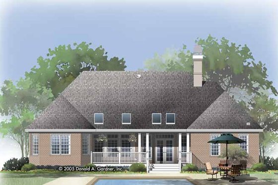 Exterior - Rear Elevation for Traditional House Plan #929-819 - 4 bed, 3 bath