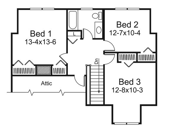 Architectural House Design - Traditional Floor Plan - Upper Floor Plan #57-699