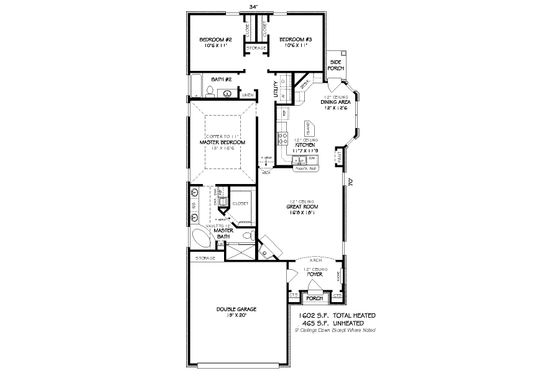 Floor Plan - Main Floor for European House Plan #424-120 - 3 bed, 2 bath