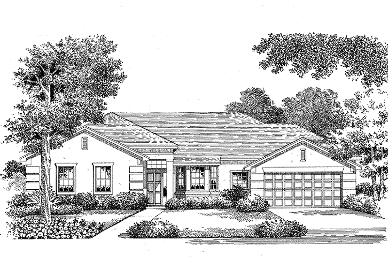 Home Plan - Exterior - Front Elevation 3 for Ranch House Plan #999-34 - 3 bed, 2 bath
