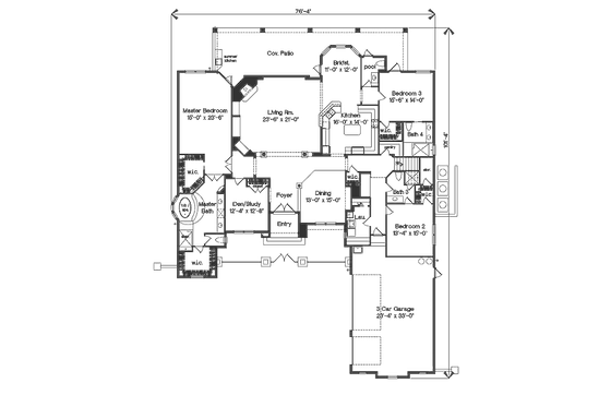 Floor Plan - Main Floor for European House Plan #135-161 - 4 bed, 4 bath