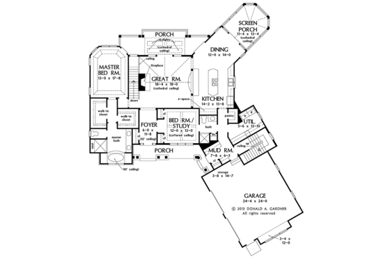 Floor Plan - Main Floor for Craftsman House Plan #929-970 - 4 bed, 4 bath