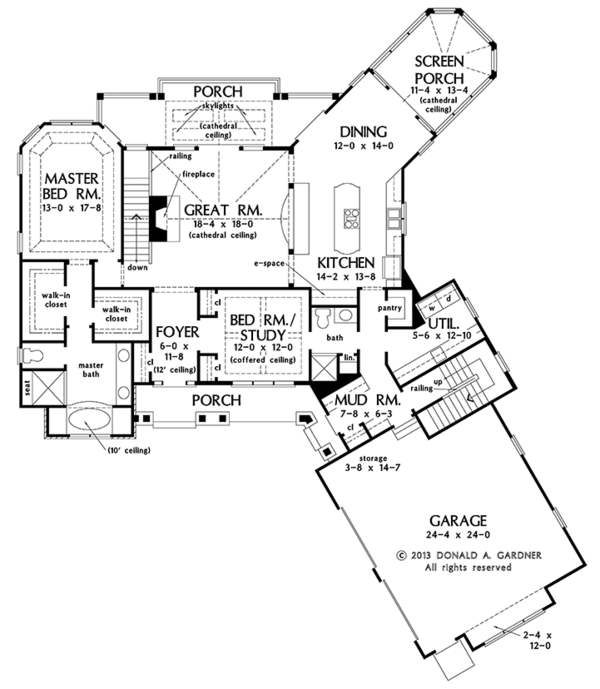 Craftsman Floor Plan - Main Floor Plan #929-970