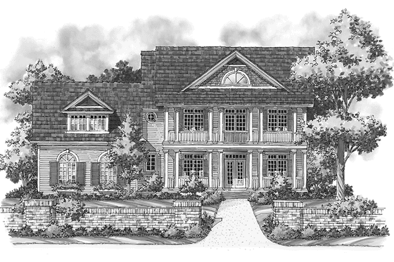 Exterior - Front Elevation 3 for Classical House Plan #930-250 - 4 bed, 2.5 bath
