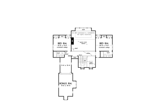 Floor Plan - Upper Floor for Cottage House Plan #929-960 - 3 bed, 3.5 bath
