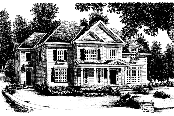 Exterior - Front Elevation 3 for Colonial House Plan #927-640 - 5 bed, 4 bath