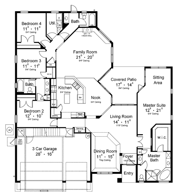 House Design - Mediterranean Floor Plan - Main Floor Plan #1015-23