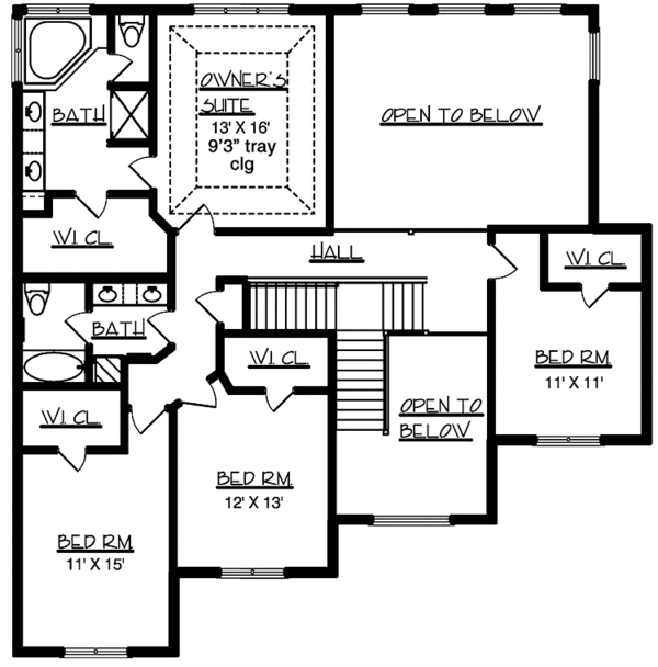 Architectural House Design - European Floor Plan - Upper Floor Plan #320-1492