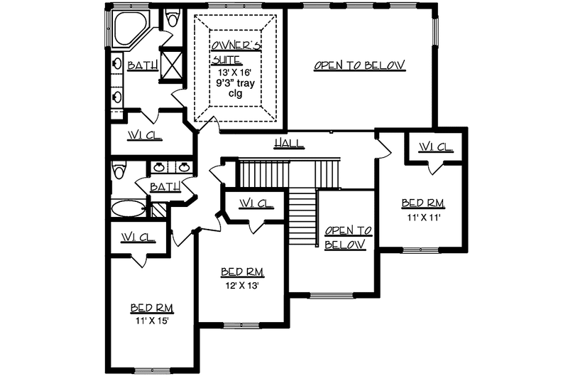 Dream House Plan - Floor Plan - Upper Floor for European House Plan #320-1492 - 4 bed, 2.5 bath