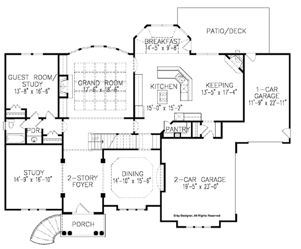 Dream House Plan - Traditional Floor Plan - Main Floor Plan #54-303
