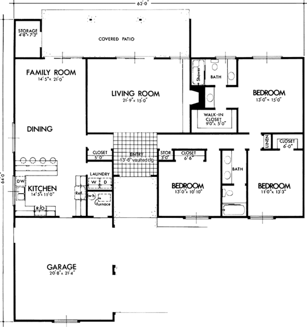 Architectural House Design - Adobe / Southwestern Floor Plan - Main Floor Plan #320-1359