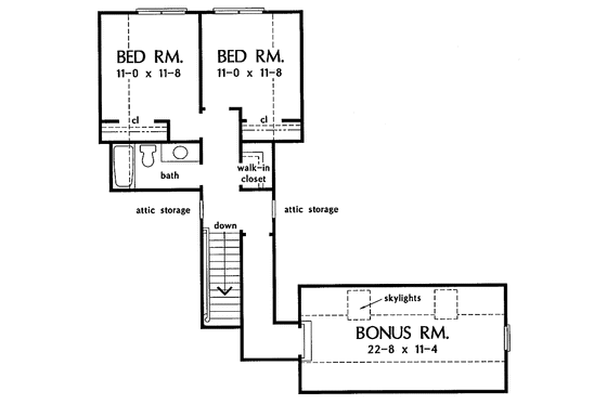 Floor Plan - Upper Floor for Bungalow House Plan #929-248 - 3 bed, 2.5 bath