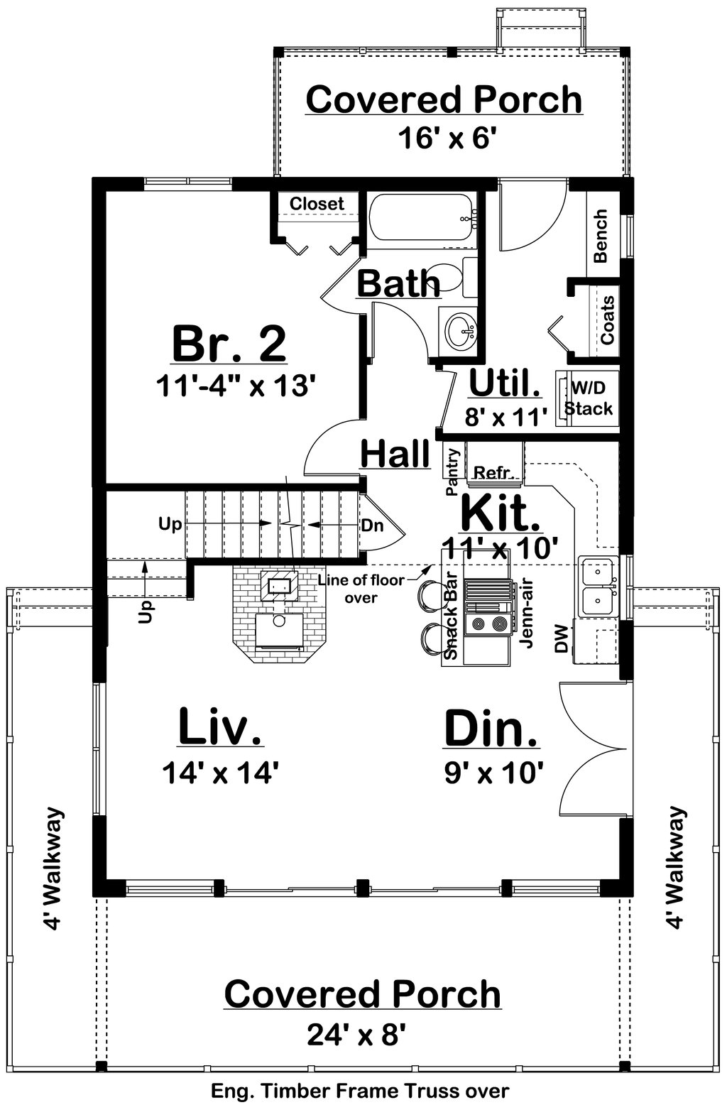 Floor Plan - Main Floor for Country House Plan #126-235 - 2 bed, 2 bath