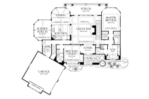 Floor Plan - Main Floor for Craftsman House Plan #929-937 - 4 bed, 4 bath
