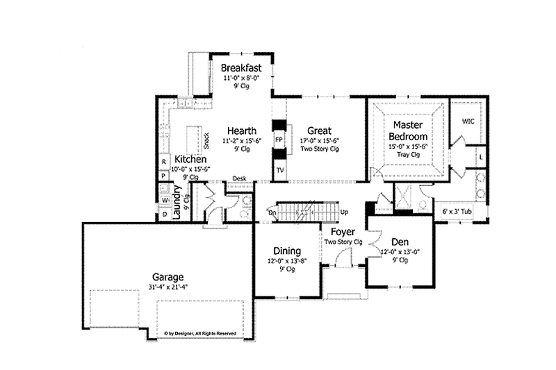 Home Plan - Floor Plan - Main Floor for Colonial House Plan #51-1039 - 4 bed, 2.5 bath