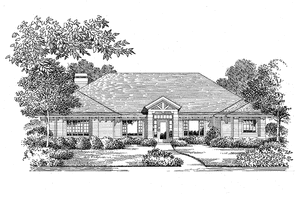 Home Plan - Exterior - Front Elevation for Ranch House Plan #999-30 - 5 bed, 4 bath