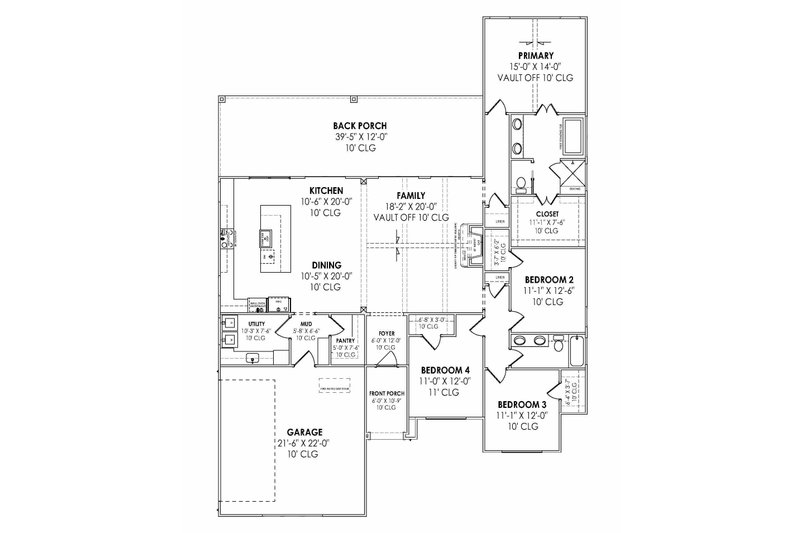 Architectural House Design - Floor Plan - Main Floor for Mediterranean House Plan #1096-97 - 4 bed, 2 bath