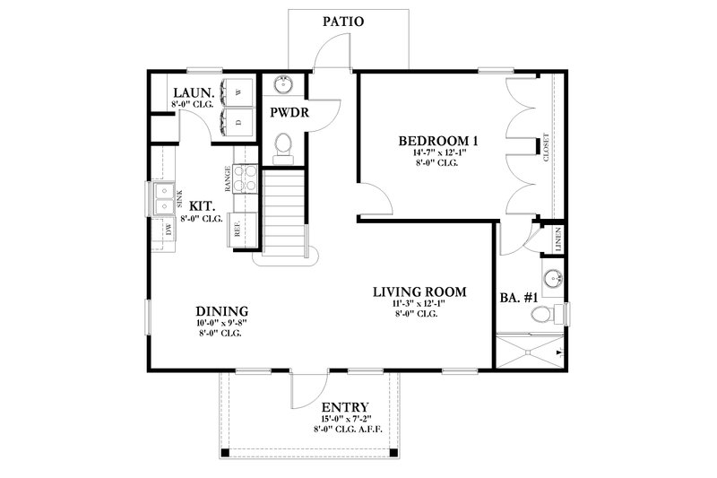 House Design - Floor Plan - Main Floor for Colonial House Plan #1058-212 - 3 bed, 2.5 bath