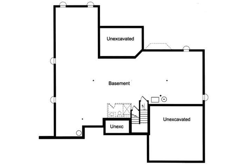 House Blueprint - Floor Plan - Lower Floor for European House Plan #46-483 - 3 bed, 2 bath