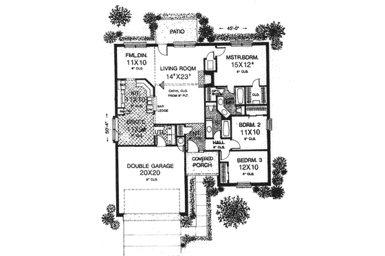 Floor Plan - Main Floor for Ranch House Plan #310-568 - 3 bed, 2 bath