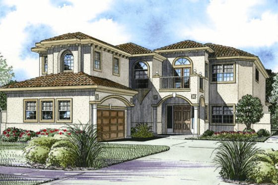 Exterior - Front Elevation for Mediterranean House Plan #420-246 - 6 bed, 6.5 bath