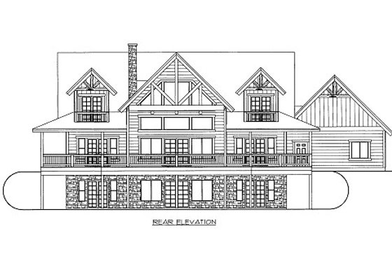 Exterior - Rear Elevation 3 for Cabin House Plan #117-784 - 3 bed, 2.5 bath