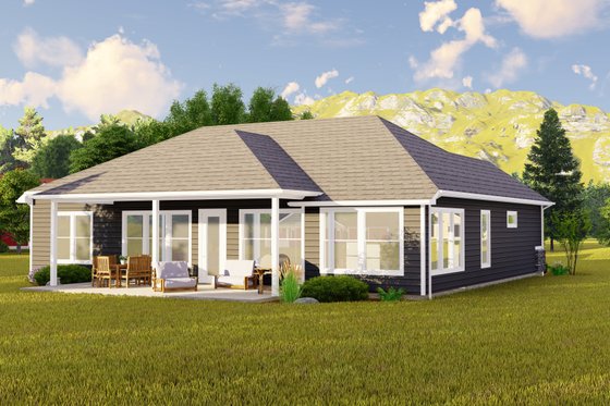 Exterior - Rear Elevation for Ranch House Plan #1064-182 - 3 bed, 2 bath