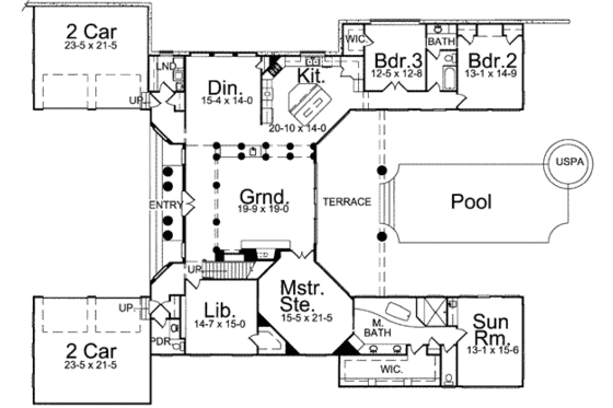 Floor Plan - Main Floor for European House Plan #119-145 - 3 bed, 3.5 bath