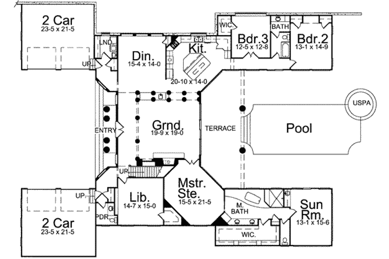 House Plan Design - Floor Plan - Main Floor for European House Plan #119-145 - 3 bed, 3.5 bath