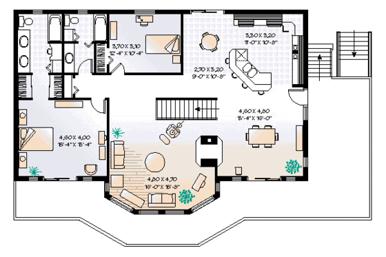 Floor Plan - Upper Floor for Contemporary House Plan #23-2022 - 4 bed, 3 bath