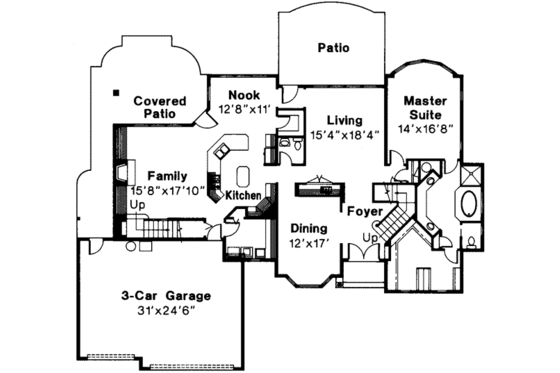 Floor Plan - Main Floor for European House Plan #124-304 - 4 bed, 3.5 bath