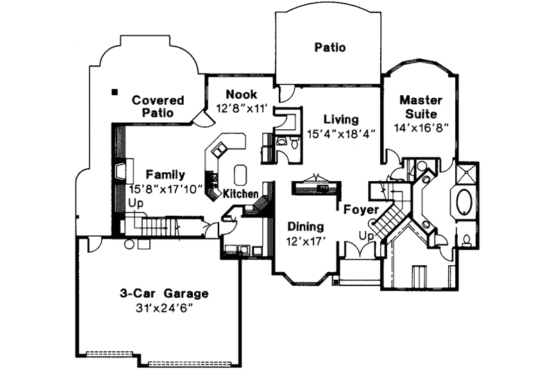 Home Plan - Floor Plan - Main Floor for European House Plan #124-304 - 4 bed, 3.5 bath