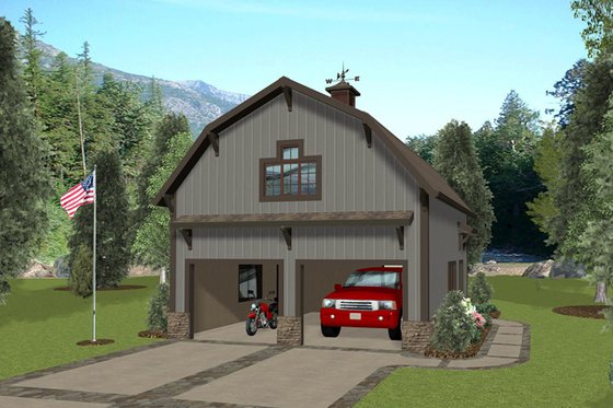 Exterior - Front Elevation 3 for Barndominium House Plan #56-703 - 1 bed, 1 bath