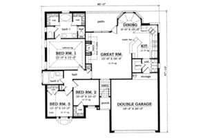 Floor Plan - Main Floor for Traditional House Plan #42-152 - 3 bed, 2 bath