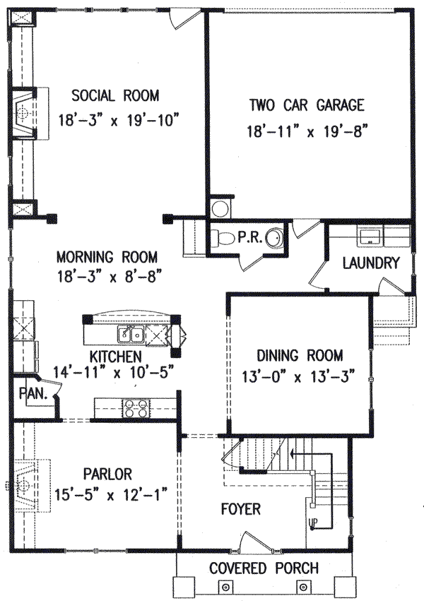 Craftsman Floor Plan - Main Floor Plan #54-124