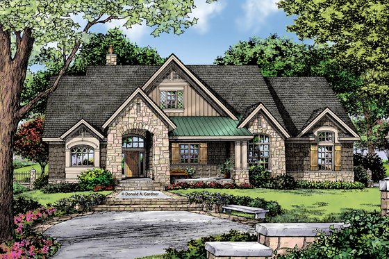 Exterior - Front Elevation 3 for Craftsman House Plan #929-14 - 3 bed, 2 bath