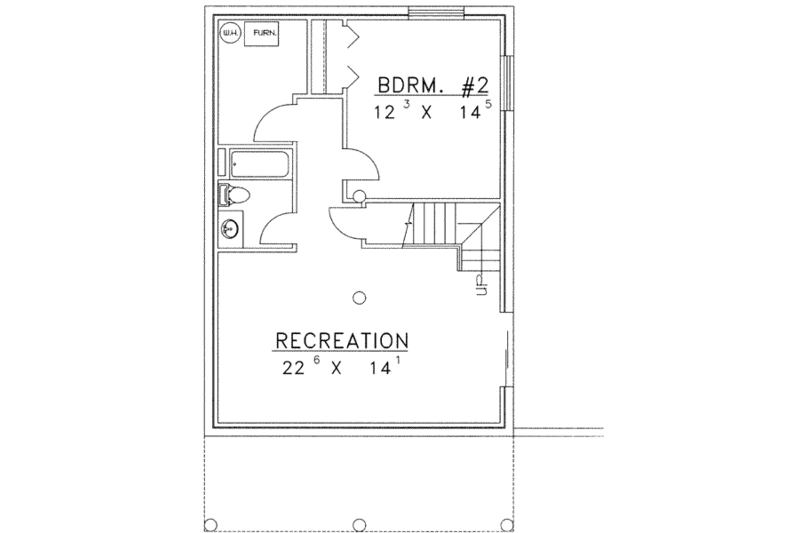 Home Plan - Floor Plan - Lower Floor for Log House Plan #117-494 - 2 bed, 1.5 bath