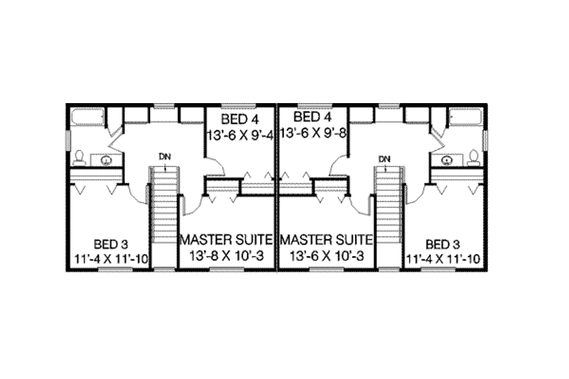 Home Plan - Floor Plan - Upper Floor for Traditional House Plan #60-371 - 4 bed, 2 bath