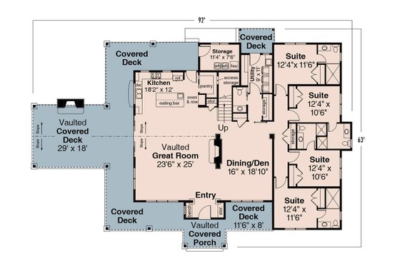 Floor Plan - Main Floor for Farmhouse House Plan #124-1253 - 5 bed, 5.5 bath