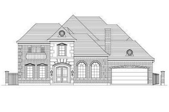 Exterior - Front Elevation for European House Plan #411-850 - 6 bed, 5 bath