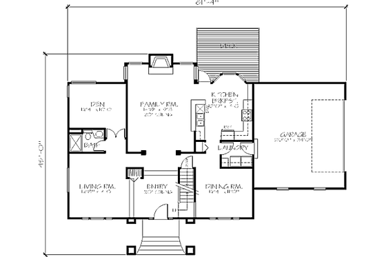 Floor Plan - Main Floor for Colonial House Plan #320-385 - 3 bed, 3 bath